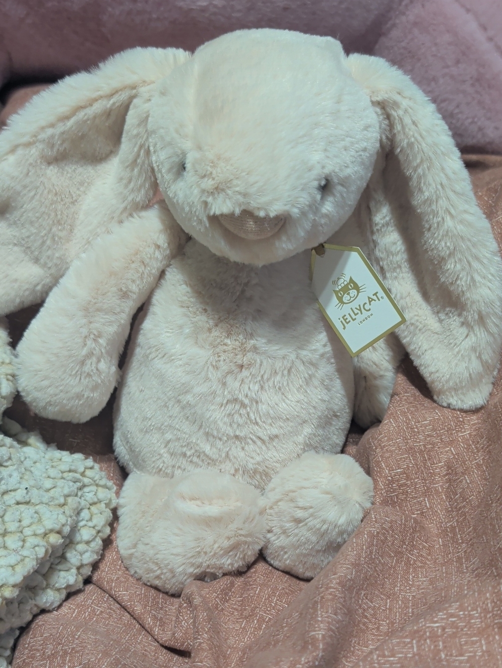 Rare Gold Tag Jellycat Cream Plush Bunny with Floppy Ears